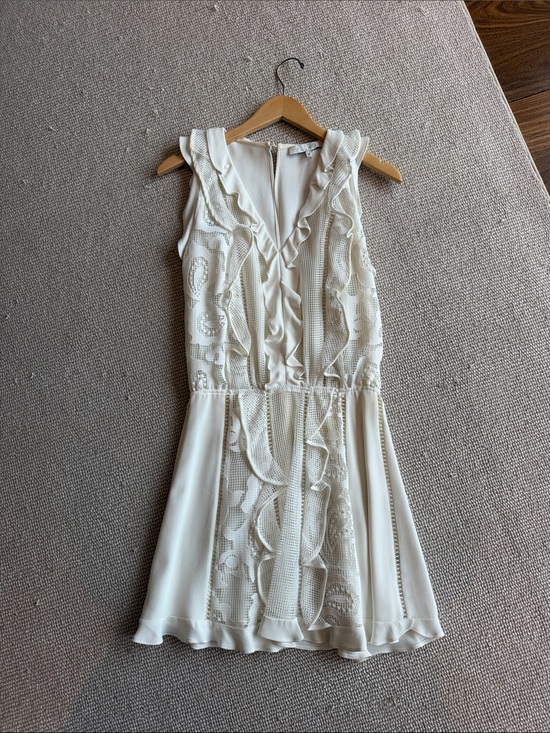 Alexis Dresses & Skirts - Alexis Cream Ruffle & Lace Detail Mini Dress